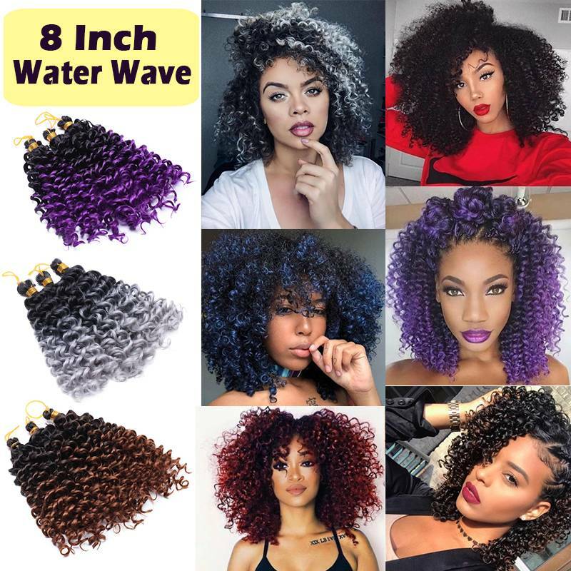 8″/14″ Water Wave Braids Twist Crochet Afro Hair Extensions Ombre Deep Curly USA