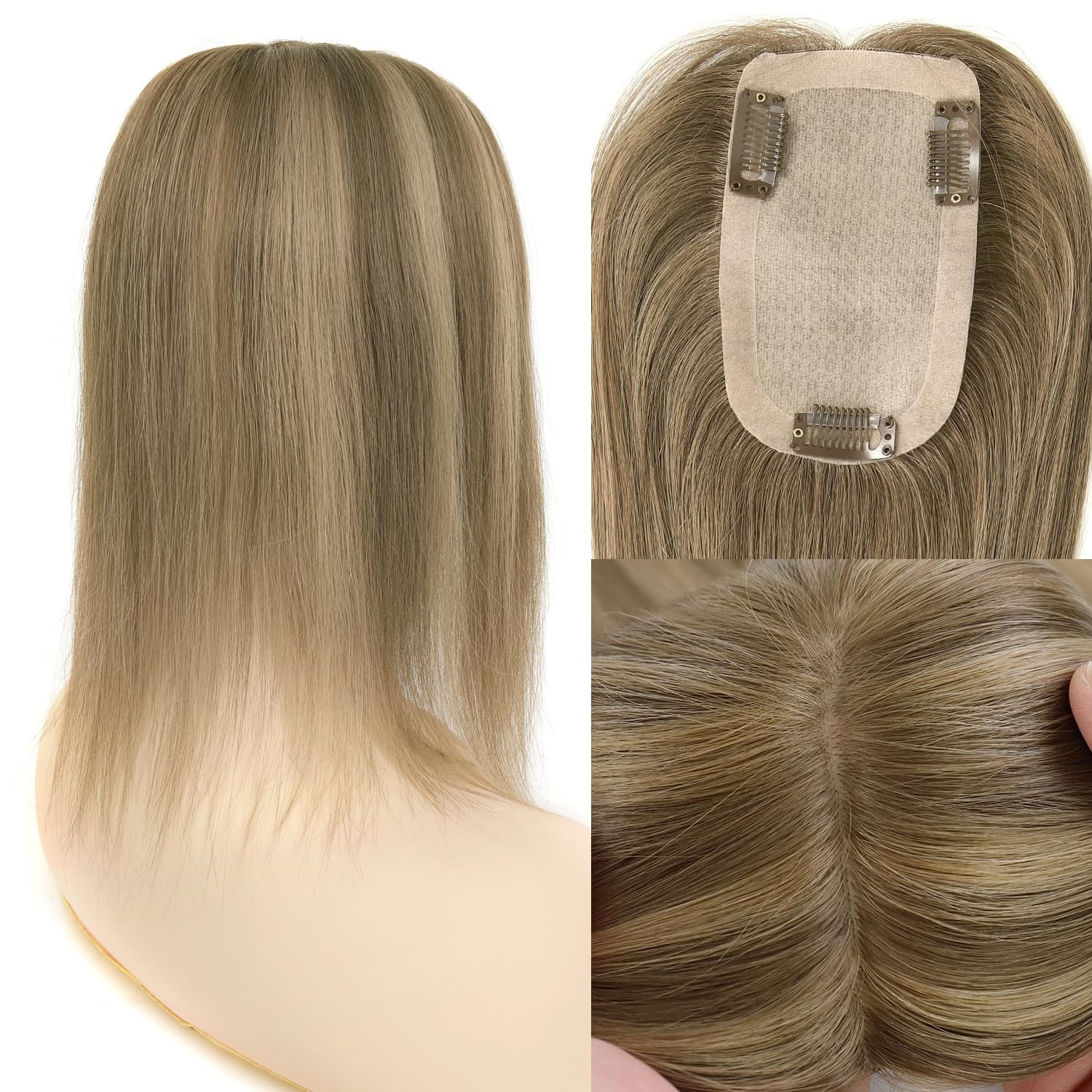 Topunique Toppers Hair Pieces For Women Tac 3X5 Inch Injected Silk Base 14 Inch