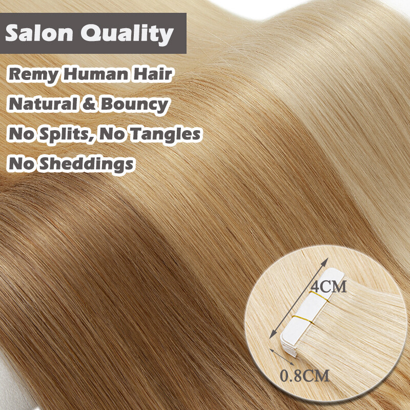20-80PCS Tape In Real Remy Human Hair Extensions 100% Thick Hairpiece Invisible