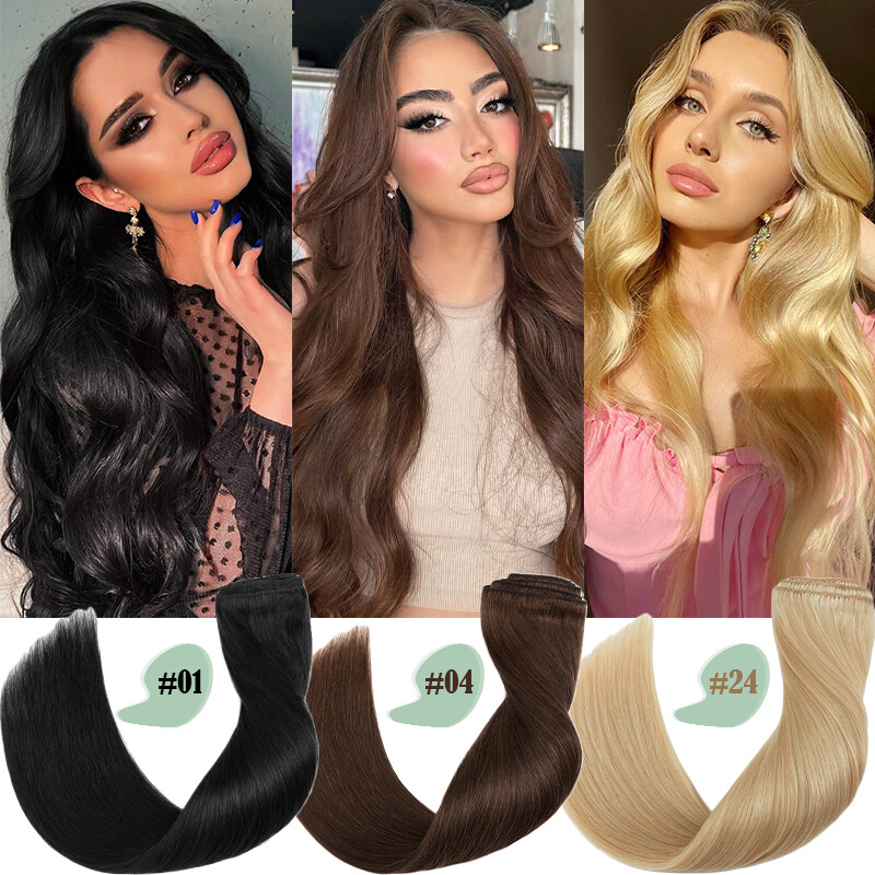Clip In Extensions 8Pieces BLONDE Remy Human Hair Double/Single Weft Full Head