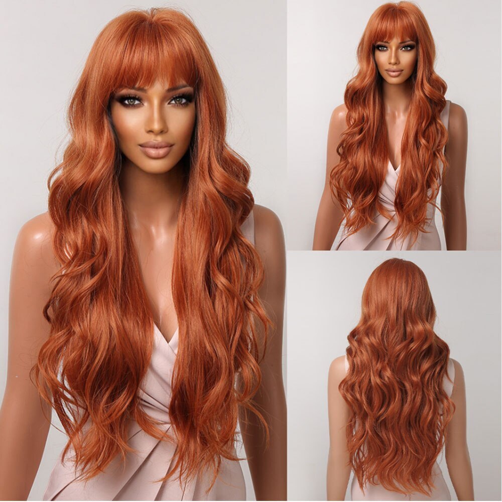 Synthetic Long Wavy Wig Ombre Platinum Brown Blonde White Wig Heat Resistant