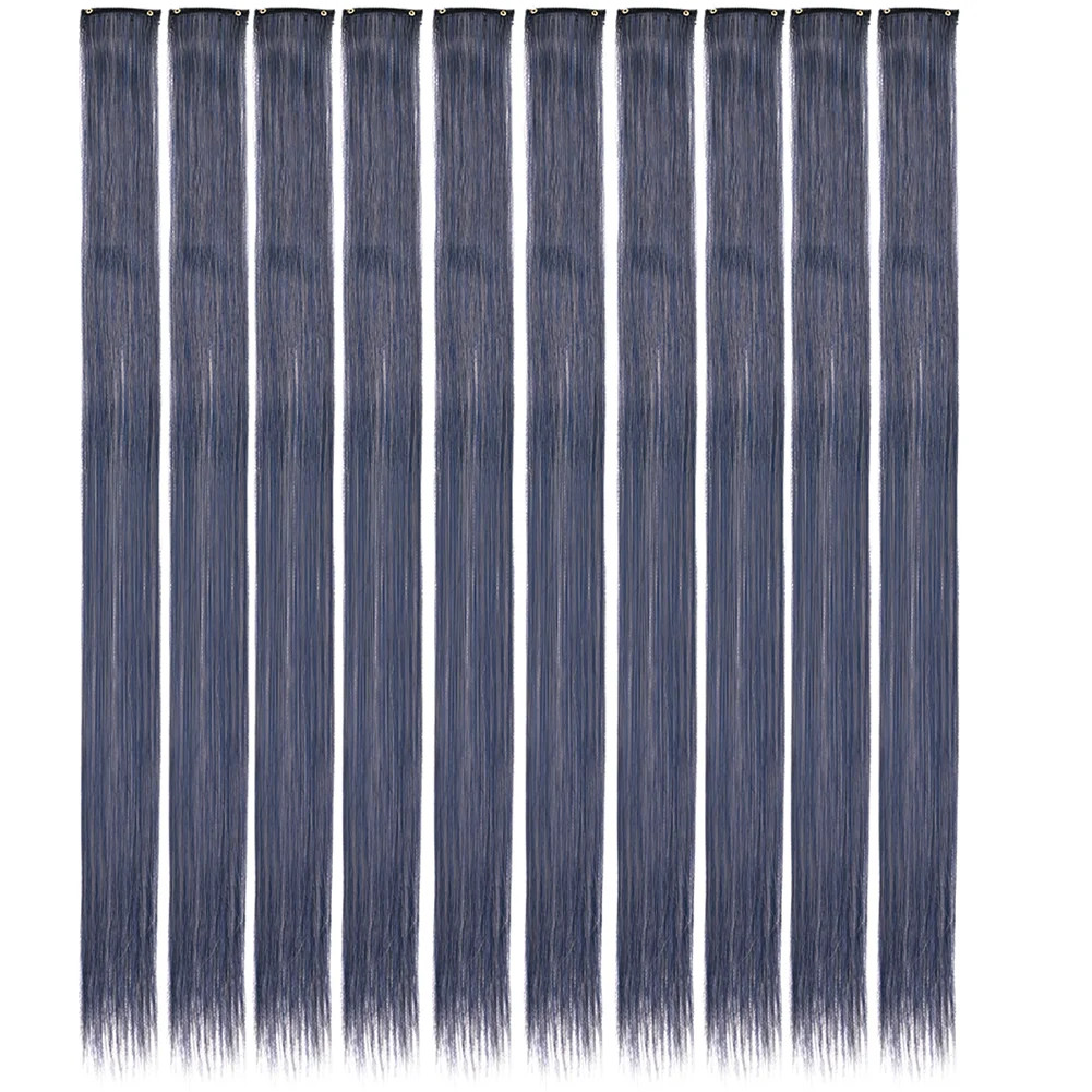 10PCS Colored Clip in Hair Extensions 18 Inches Ombre Straight Synthetic