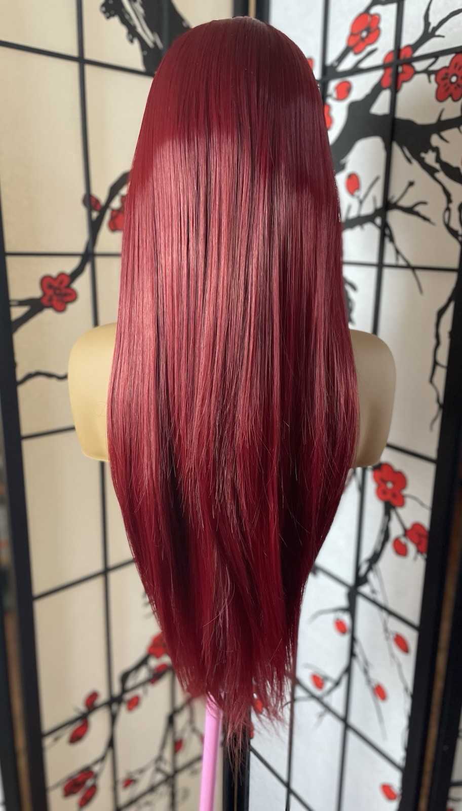 Burgundy Red Lace Front Wig 26 Inch Straight 13×4 HD Lace Glueless Pre Plucked