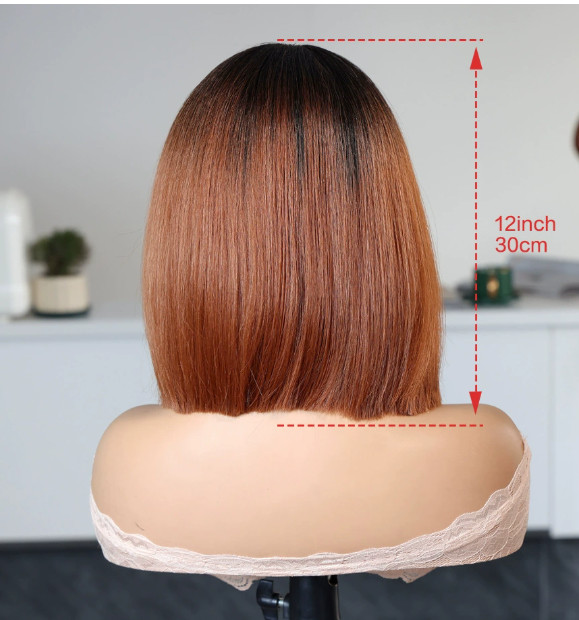 Short Bob Rooted Auburn Synthetic Hair Capless Wigs Women Natural Daily Wigs