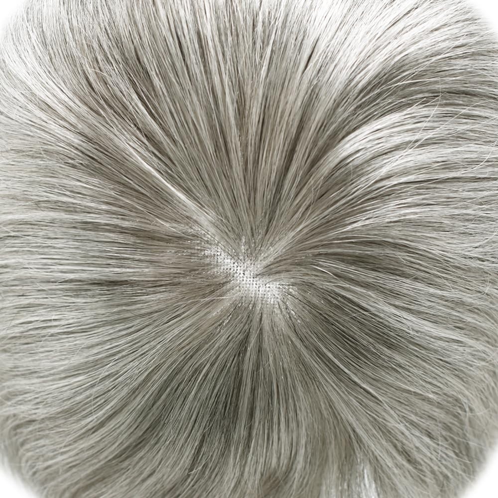 Mens Toupee Hairpiece Durable Fine Mono Poly Human Hair Replacement System