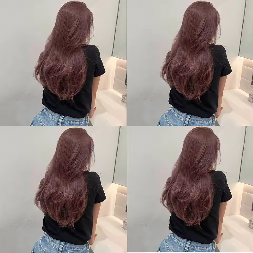 Women Caramel Pink Brown 100% Human Hair Straight Lace Front Wig 200% Density