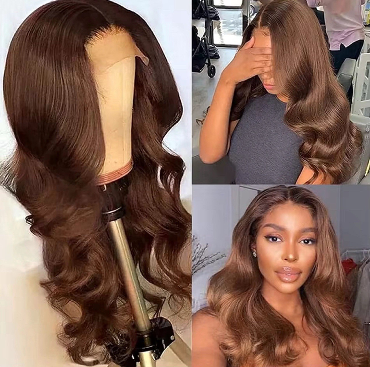 Chocolate Brown 13×4 HD Lace Front Wig Body Wave Human Hair