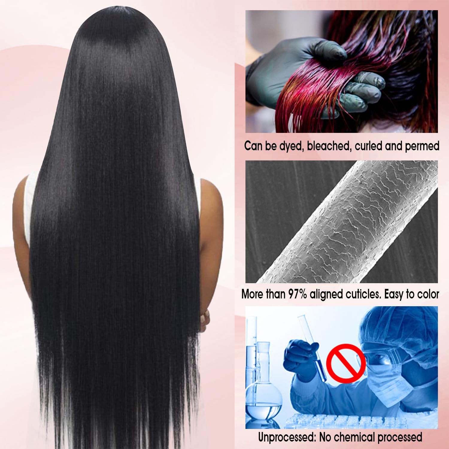 Yifute 16A Human Hair Bundles, 10 10 10 10 Inch Brazilian Straight Bundles Human