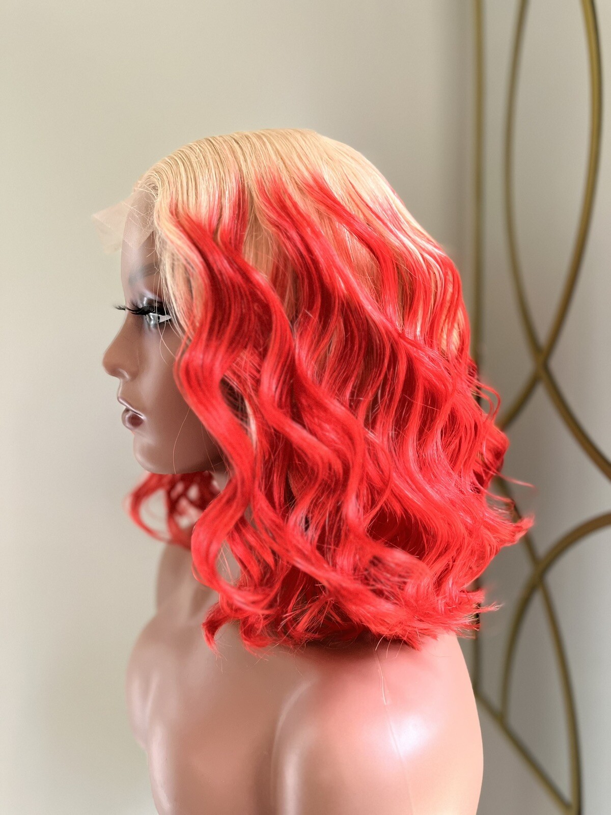 12 Inch Ombre Color 4×4 Lace Closure Bob Color-T613/Red. Medium Adjustable Band