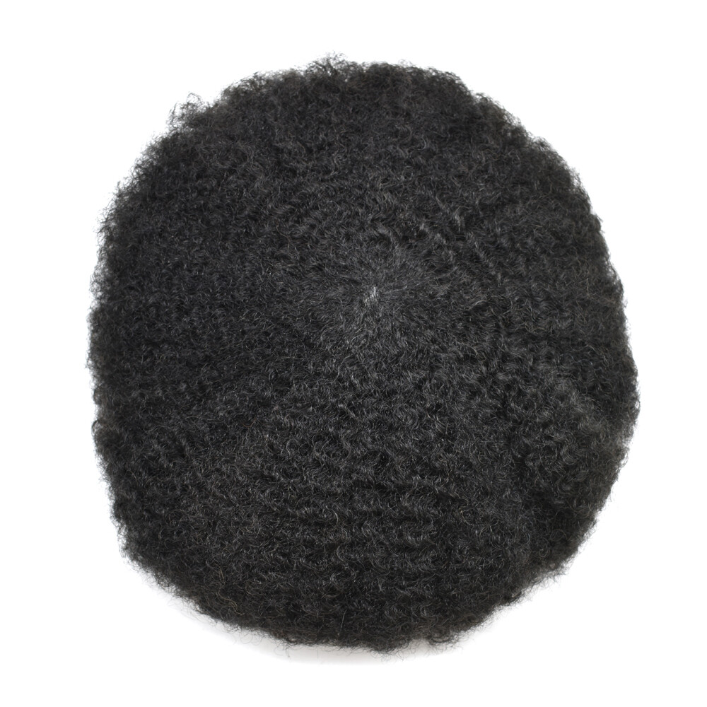Afro Toupee for Black Men French Lace Afro Weave Kinky Curly Mens Wig Hair Units