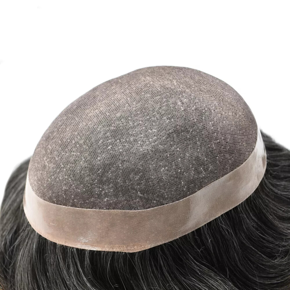 Mens Toupee Fine Mono Hairpiece Poly Skin Hair System Pu Replacement WigCustom-m