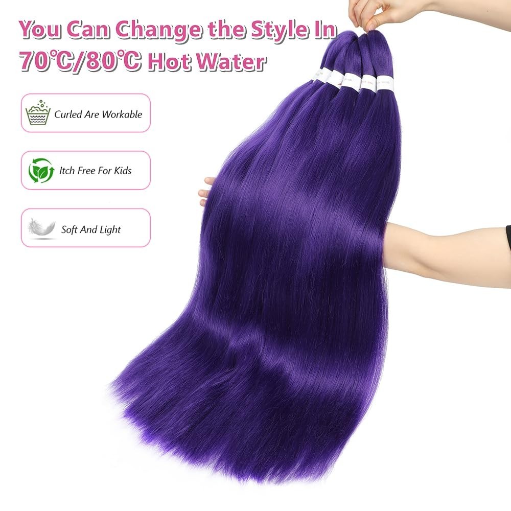 Dark Purple 20 Inch Synthetic Hair Extensions – Perfect for Cosplay & Parties!