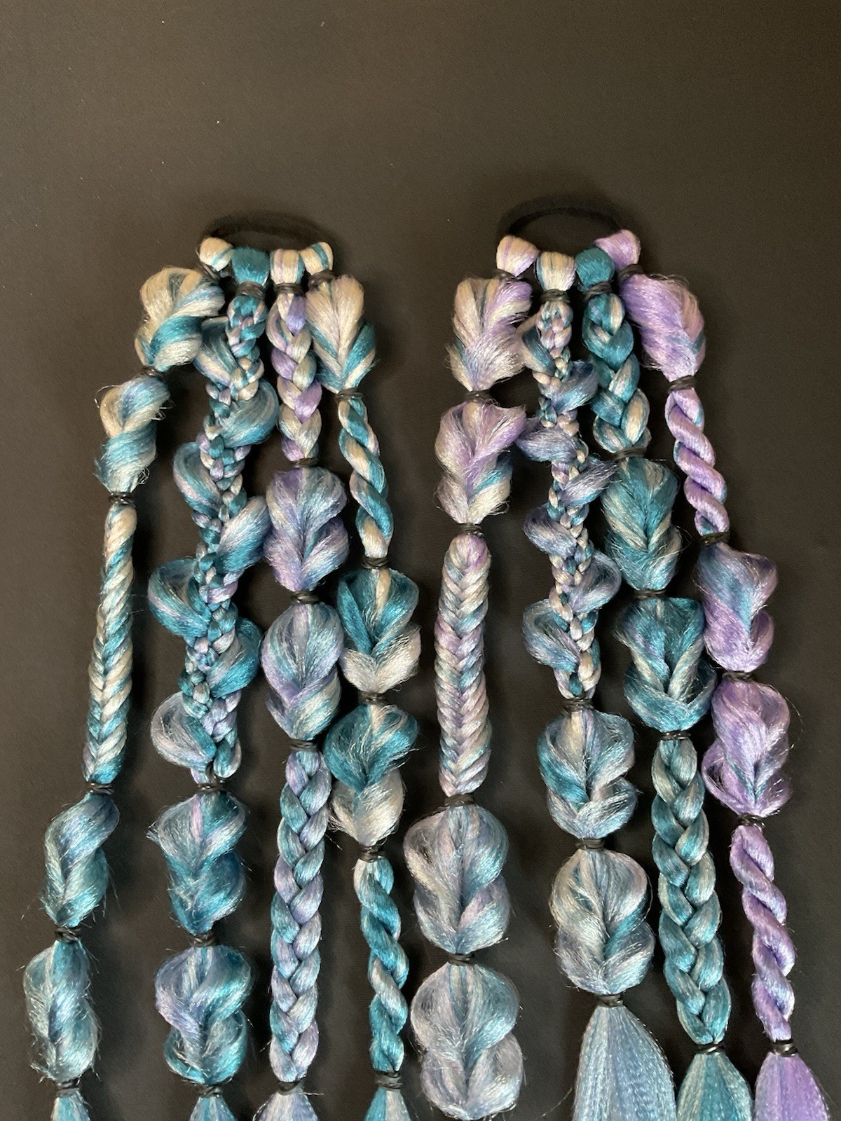 Blue White Purple Braid Ponytail, Braided Ponytail, Rave Hair, Festival Braids