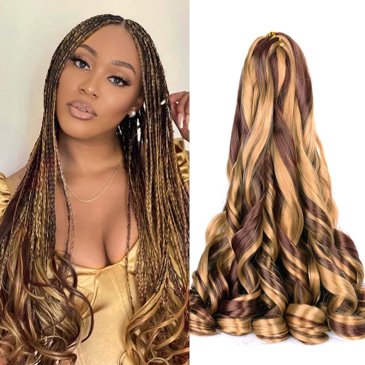 Curly Braiding Hair 8 packs Spanish Curly Braiding Hair P27/33 Bouncy 24 Inch