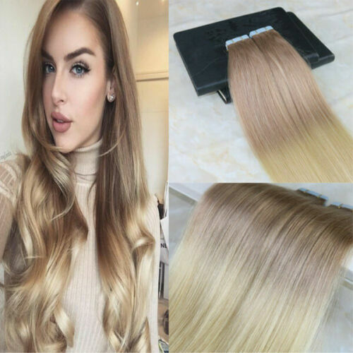 12A RUSSIAN TAPE IN HAIR Extensions 18#/613# BALAYAGE OMBRE 40Pcs 100g STRAIGHT