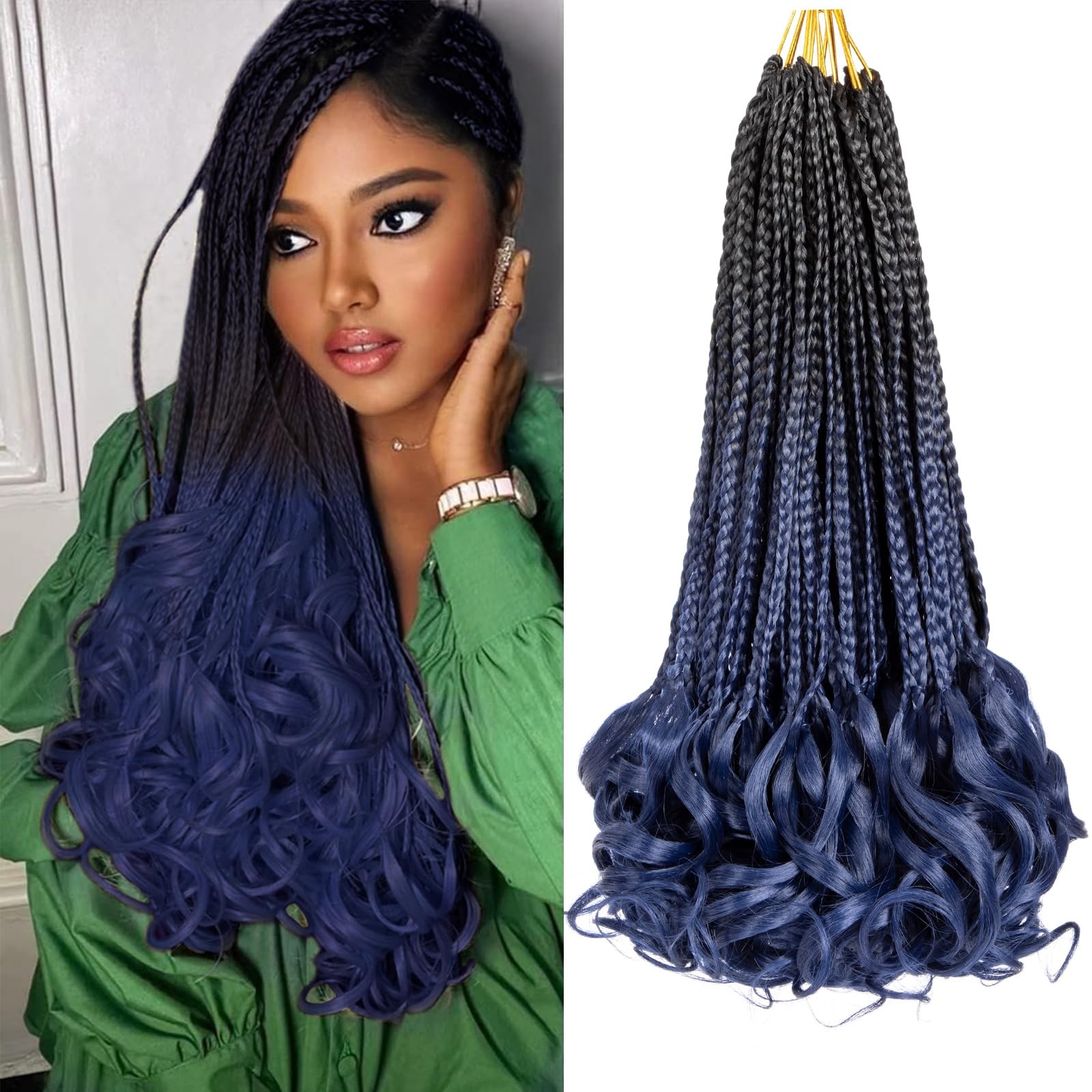 Ruiyok 9 Packs French Curl Crochet Braids 14 Inch Braids Crochet Hair Pre