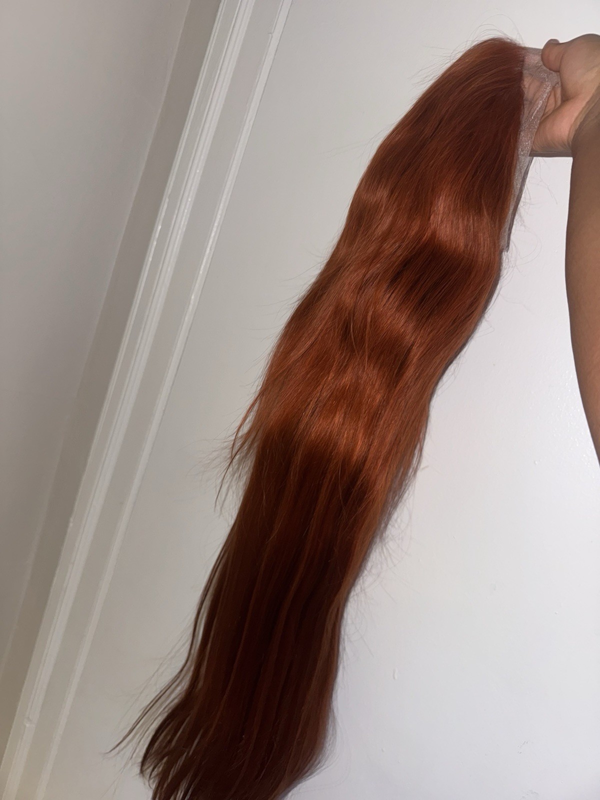 Wig human hair lace front orange Straight Free-Part 32 inches