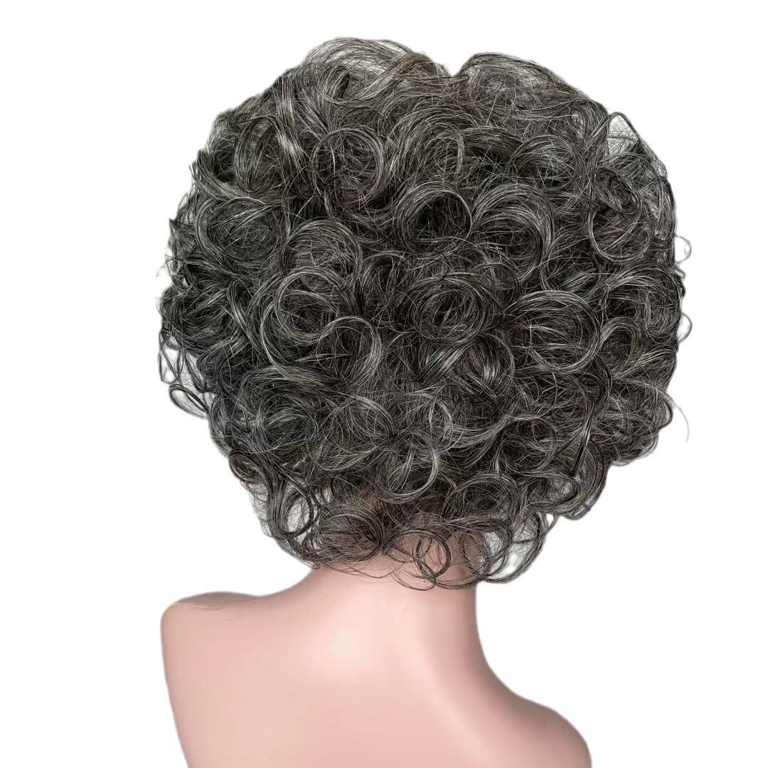 Grey Loose Wave Human Hair Wigs for Older Women Daily Wear