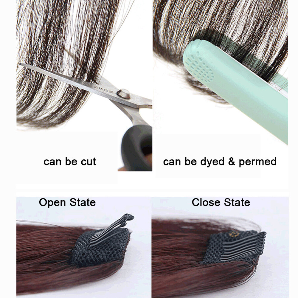 100% Human Hair Toupee Clip in Hairpiece Thin Topper with Bangs Top Hair Pieces