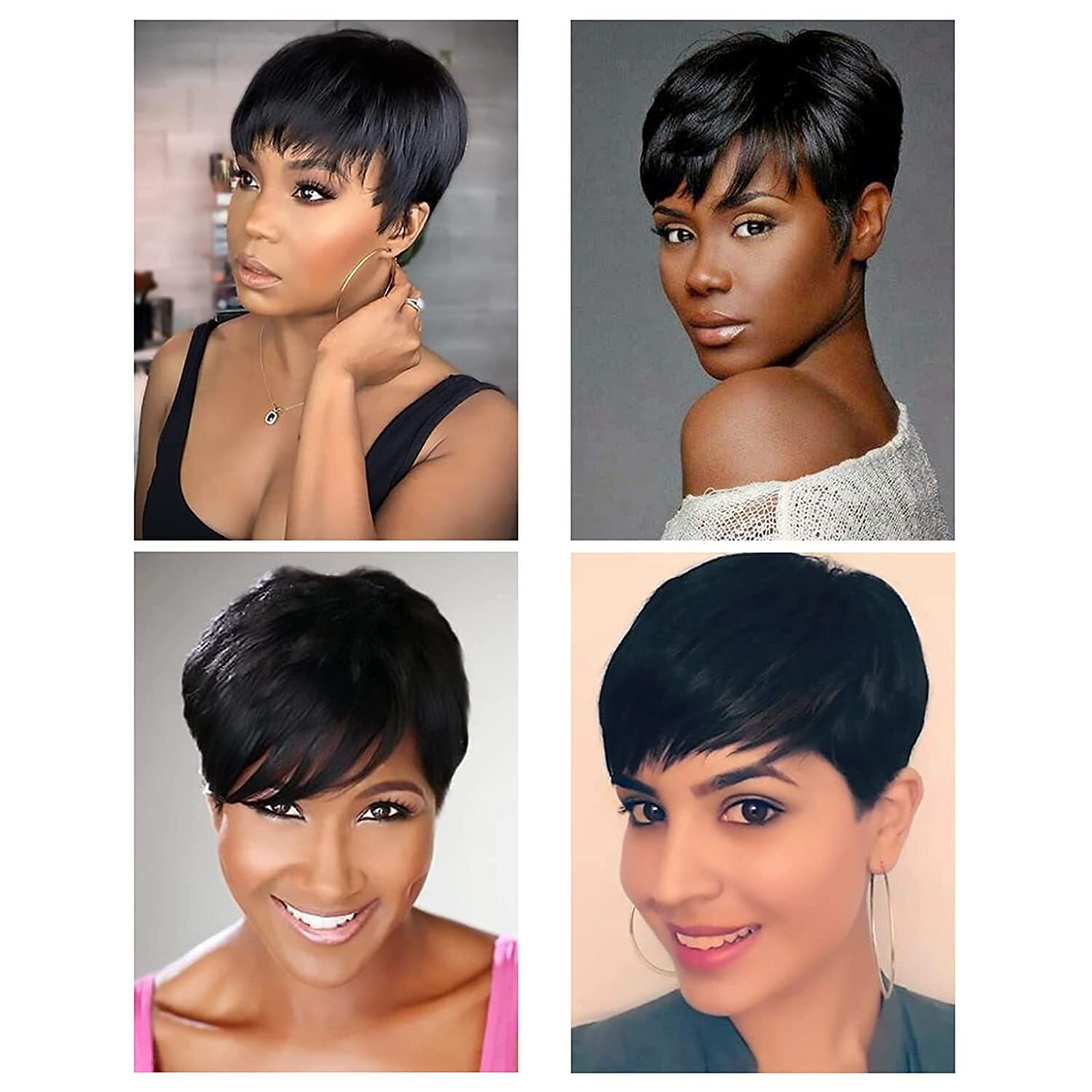Pixie Human Hair Black Short Cuts Wigs Brazilian Women Hairstyles Natural Wigs