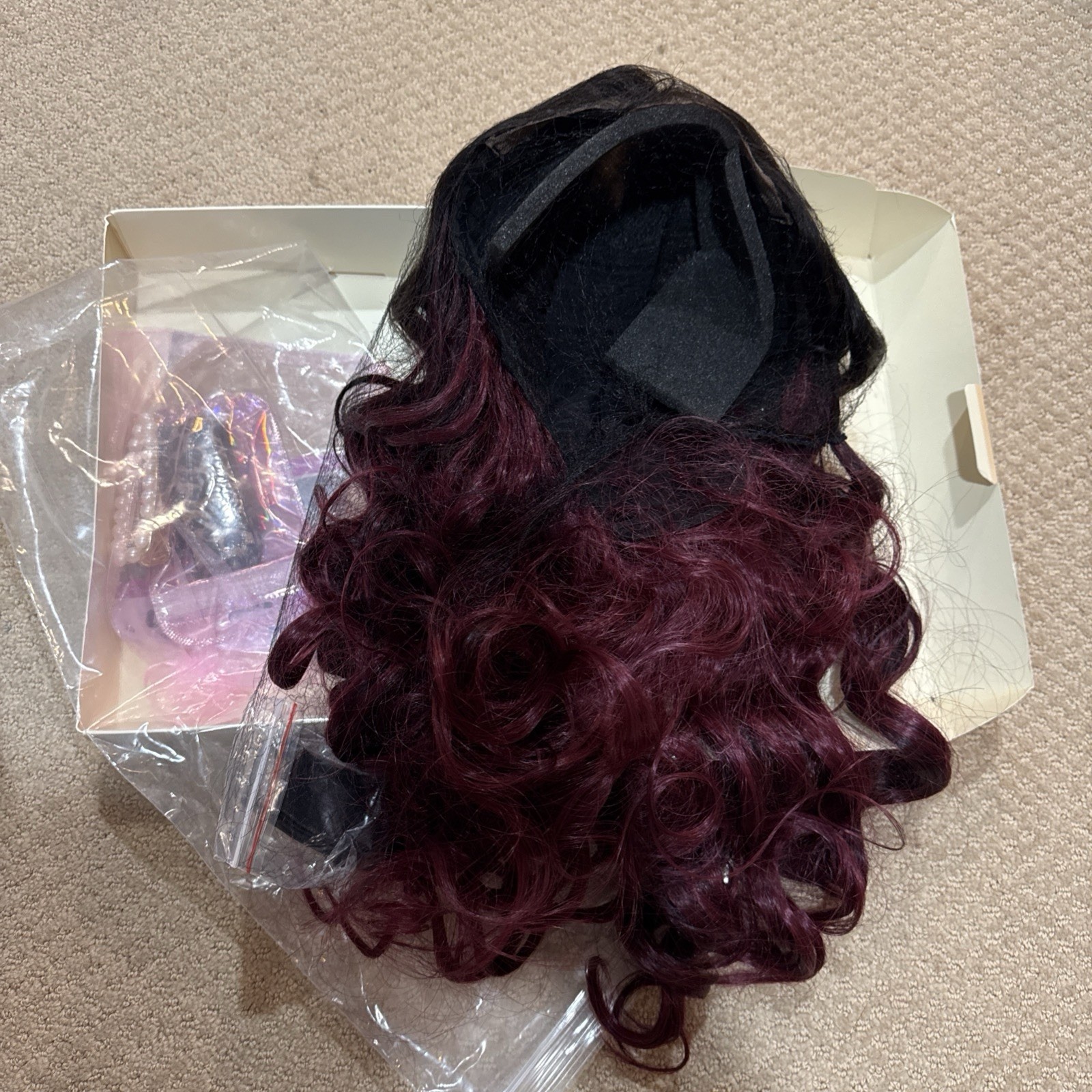 TESLAL 1B/99J Highlight Burgundy Wear and Go Glueless Wig 260% Density Precut 22