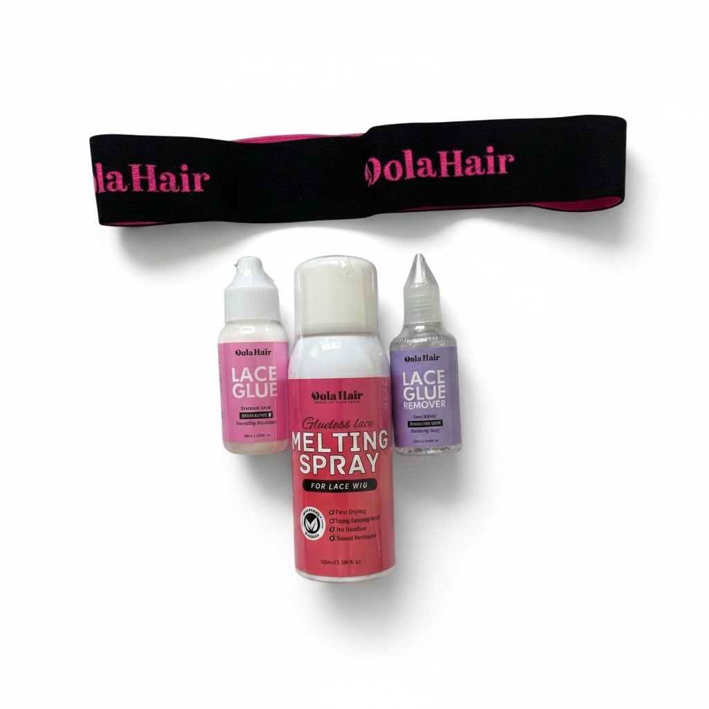 Dola Hair 4-Piece Lace Wig Install Kit – Glue + Melting Spray + Remover + Band