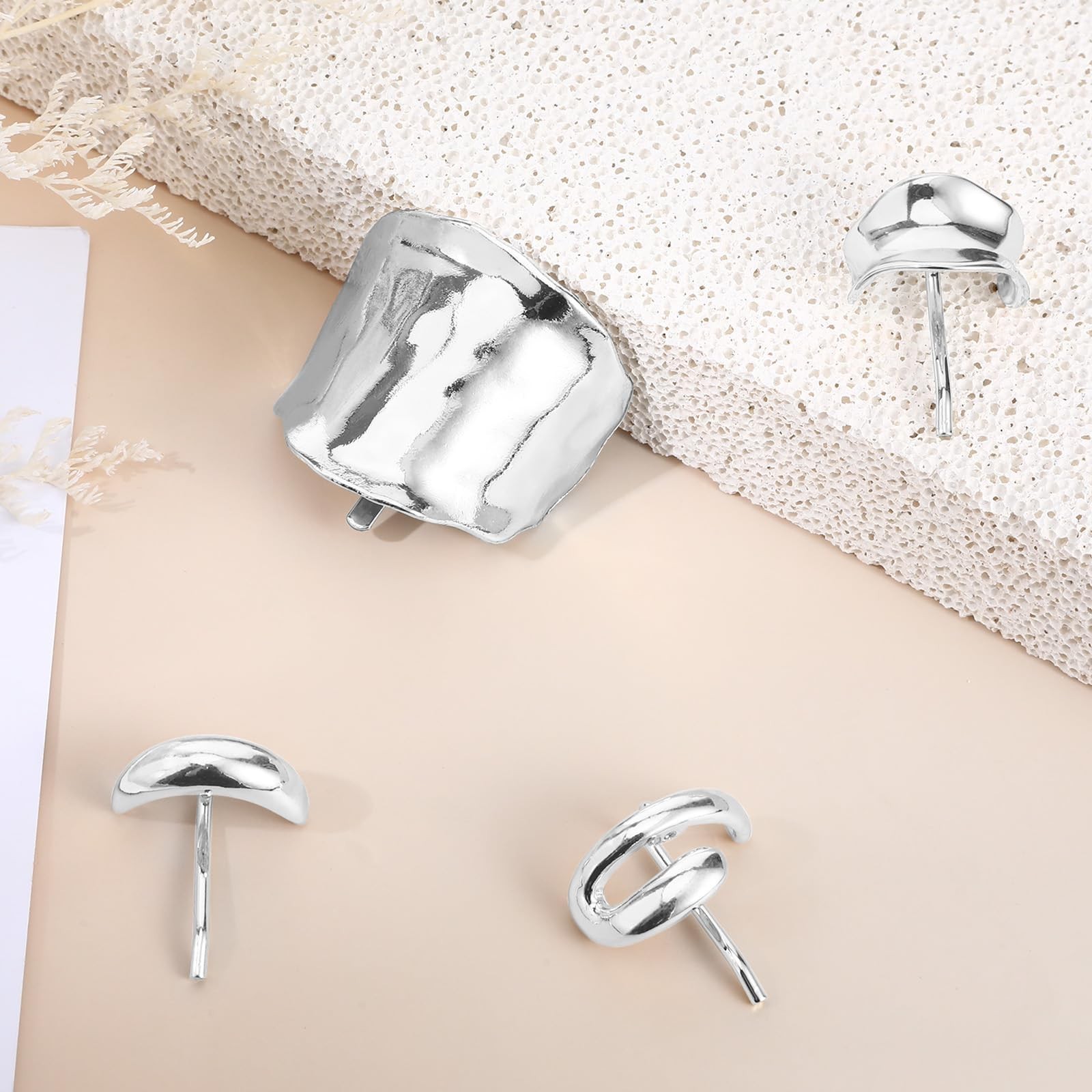 4 Pcs Hair Cuffs for Ponytails, Silver Hair Clips Metal Long High Ponytail Cu…