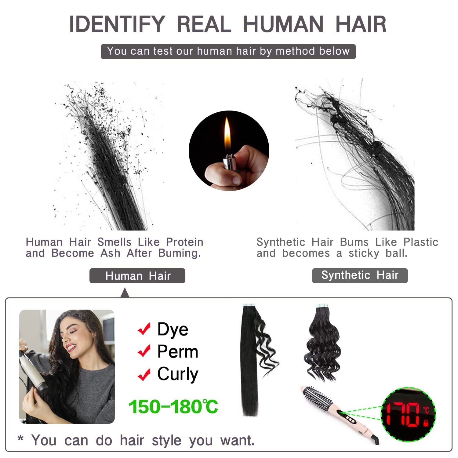 6D Human Hair Extensions – 10pcs/pack Fast Full Head, Can Perm & Dye, No-Trace,