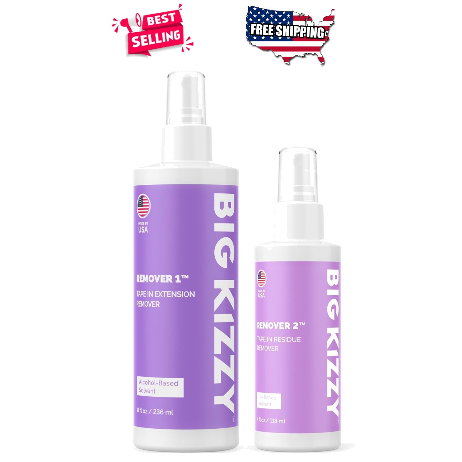 Tape in Extension Remover Duo 8oz and 4oz Fast 2 Step Tape Ins Residue Cleaner