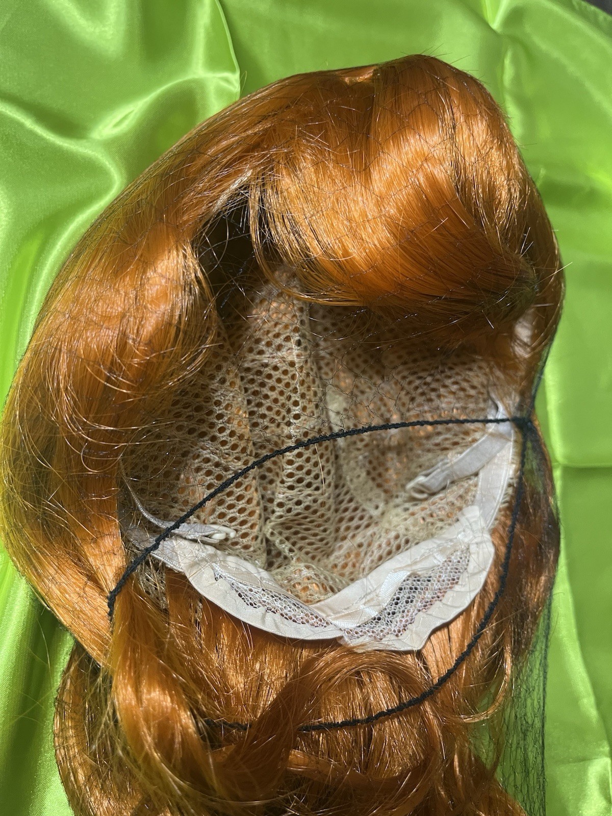 Long Orange/Ginger Colored Wig w/ Bangs & Hairnet