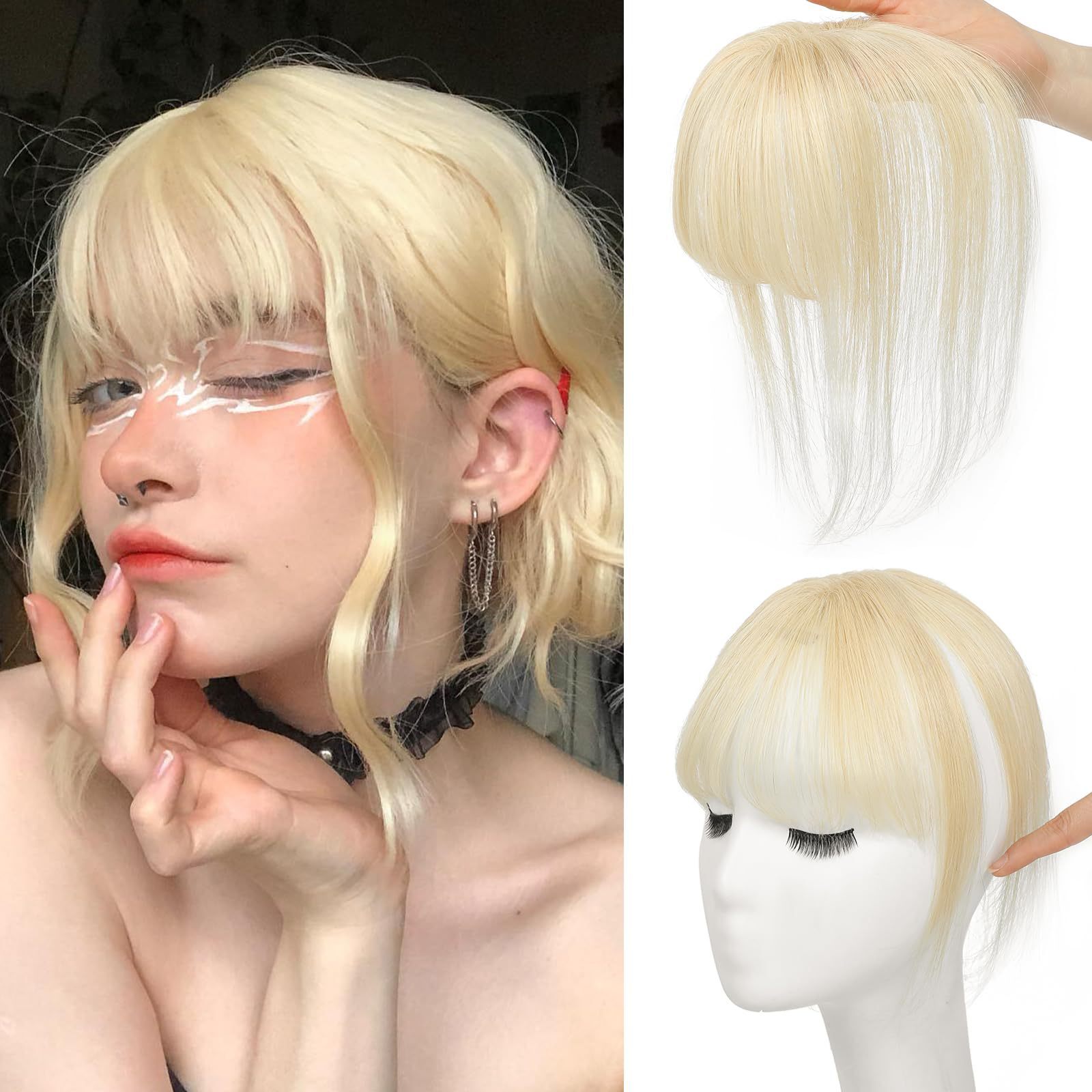 Golden T Piece Hair Topper Hand Tied 3D Bangs 10inch Real Human Hair Brown Black