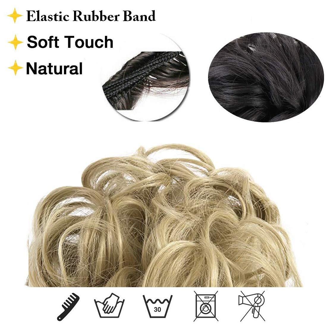 Wedding Hair Accessories Wavy Curly Hair with Messy Donut Synthetic Wig USA