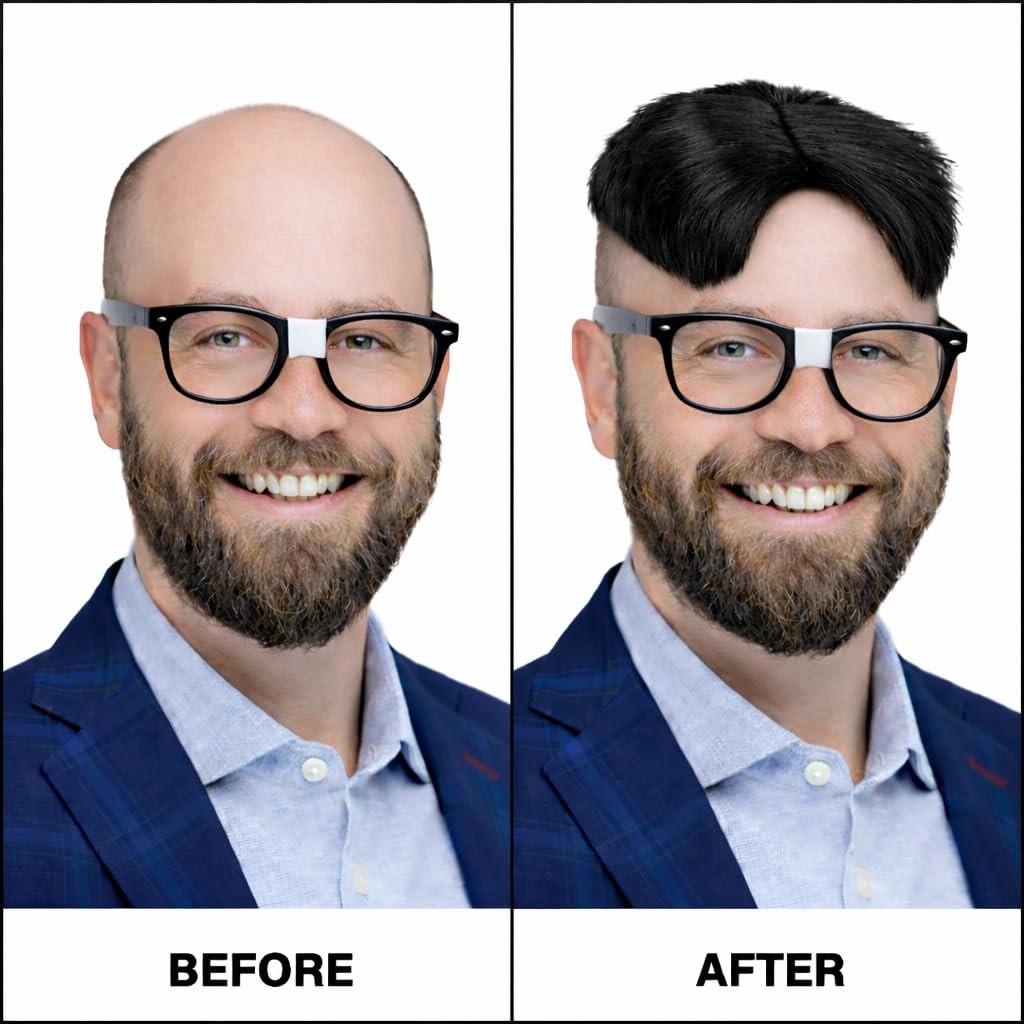 Black Toupee Wig | Novelty Toupee | Realistic Hairpiece Topper for Bald Spots &