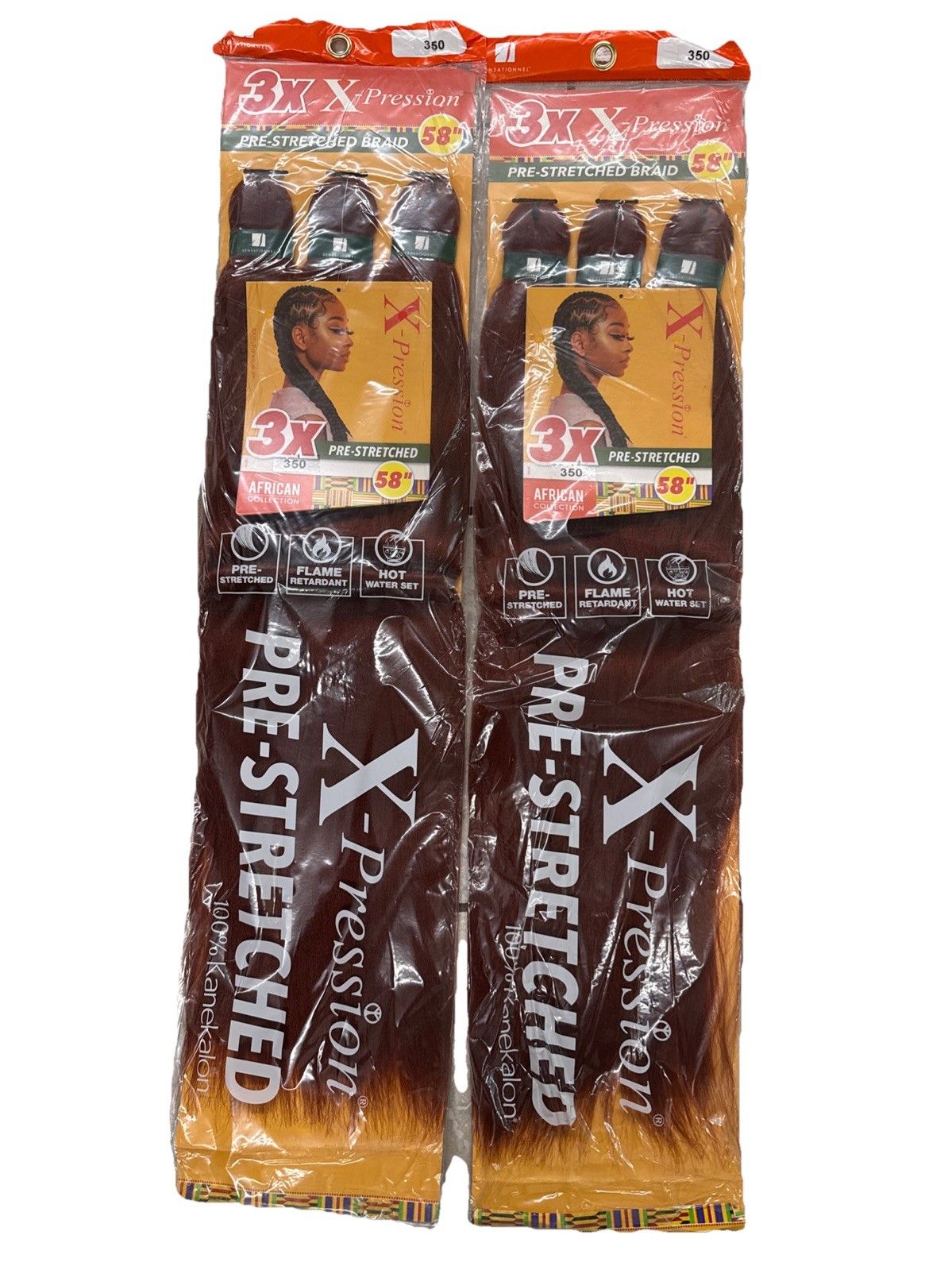 Xpression Synthetic Kanekalon Braiding Hair 2/3X Pack, 58 In, Color 350