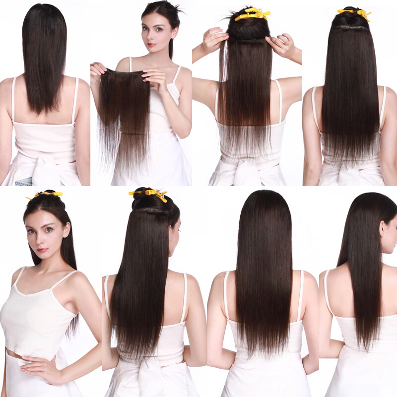 Clip In Extensions Clip On 100% Real Human Hair Extensions Full Head Balayage US