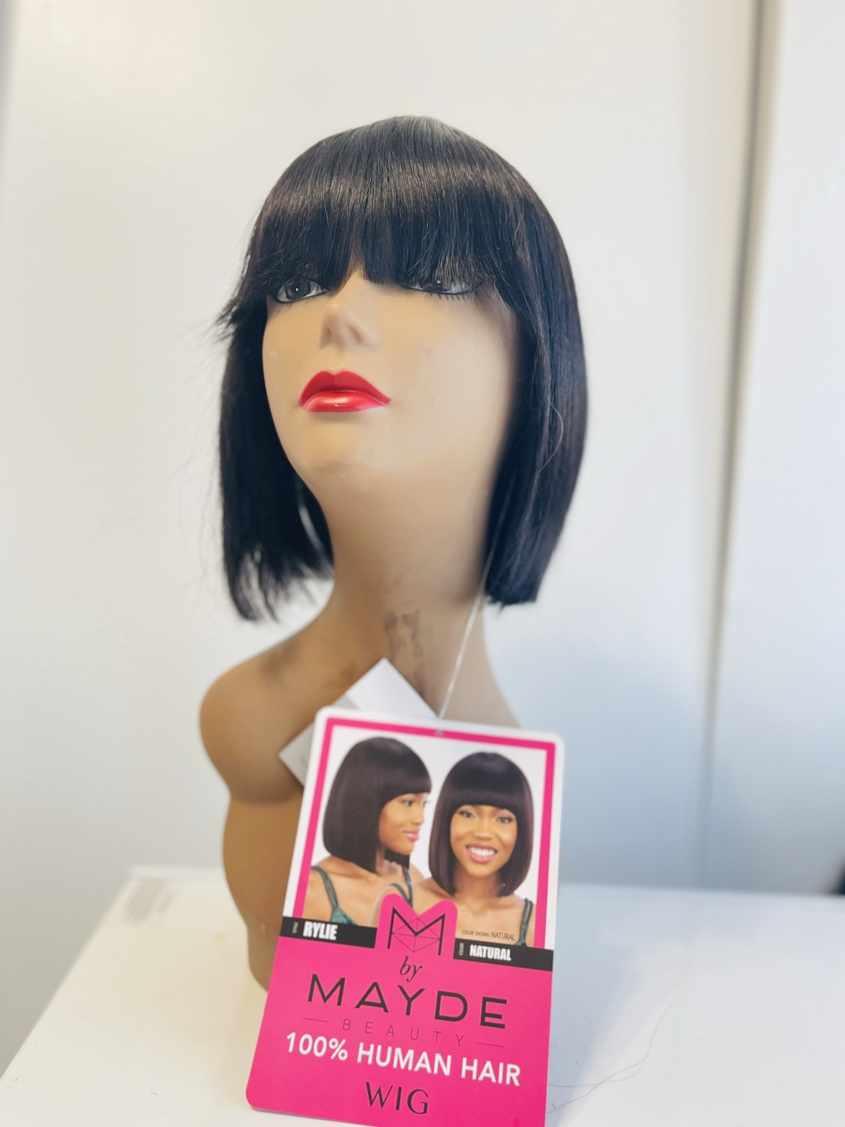 Human Hair Short Bob With Bangs (Rylie) Natural Color