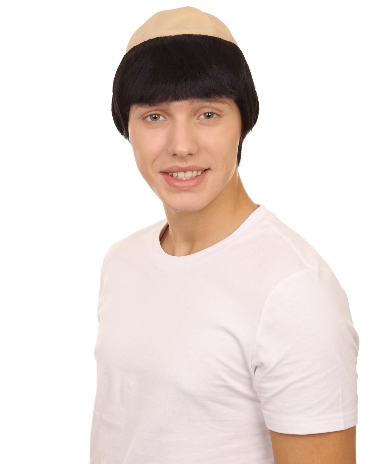 Monk Mens Wig | Black Hair With Bald Cap HM-271