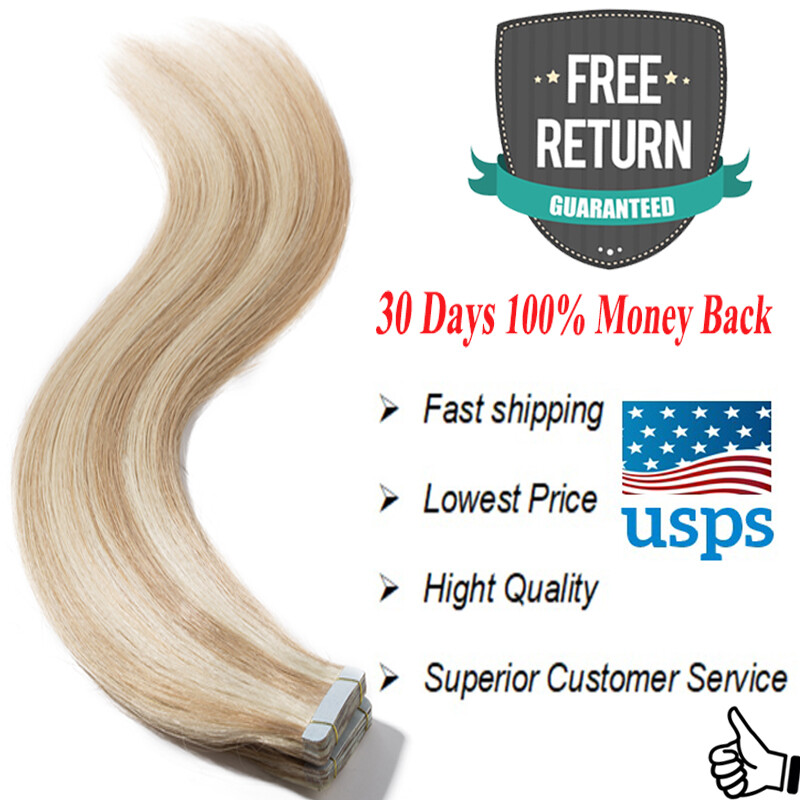 New 100% Russian Remy Tape In Human Hair Extensions 20/40/60pcs Curly Thick HG01