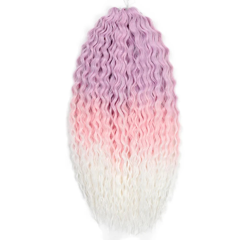 Ariel afro Curl Water Wave Braiding Hair Synthetic Crochet Blonde Pink Ombre
