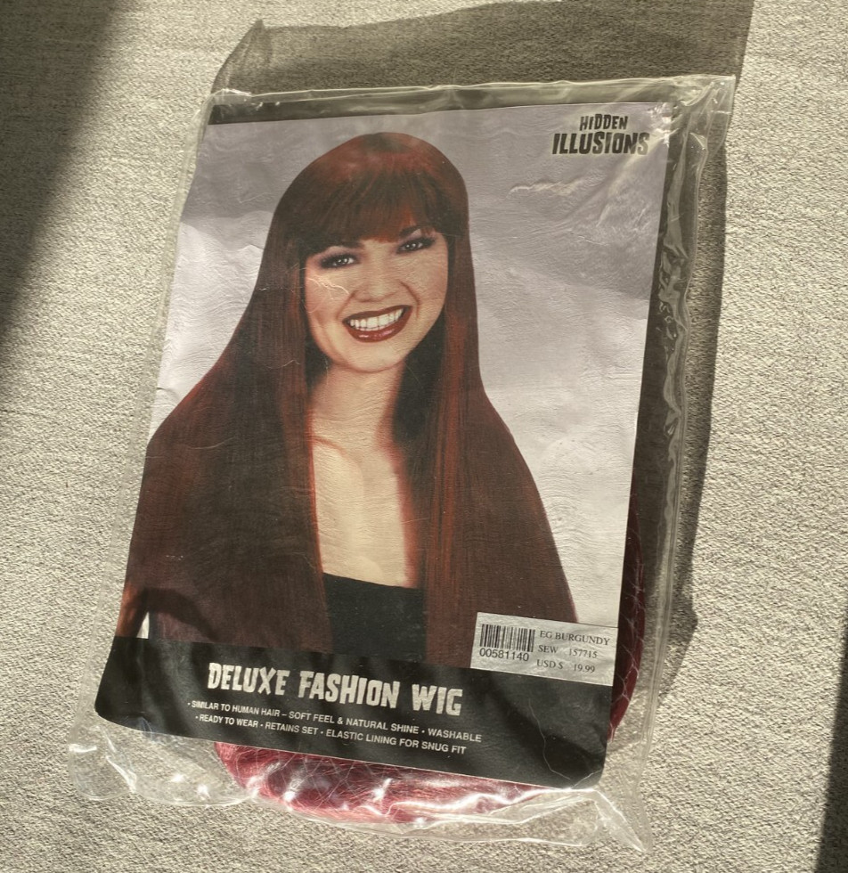 Spirit Halloween Burgundy Red Straight Deluxe Fashion Cosplay Wig NIB