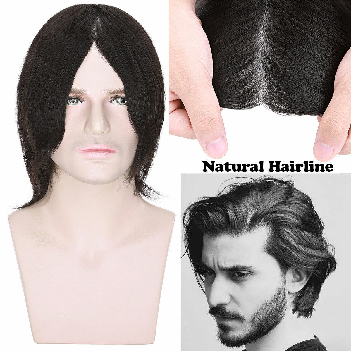 Ultra Thin Skin Mens Toupee Invisible Men Hair Replacement System TOP Hairpieces