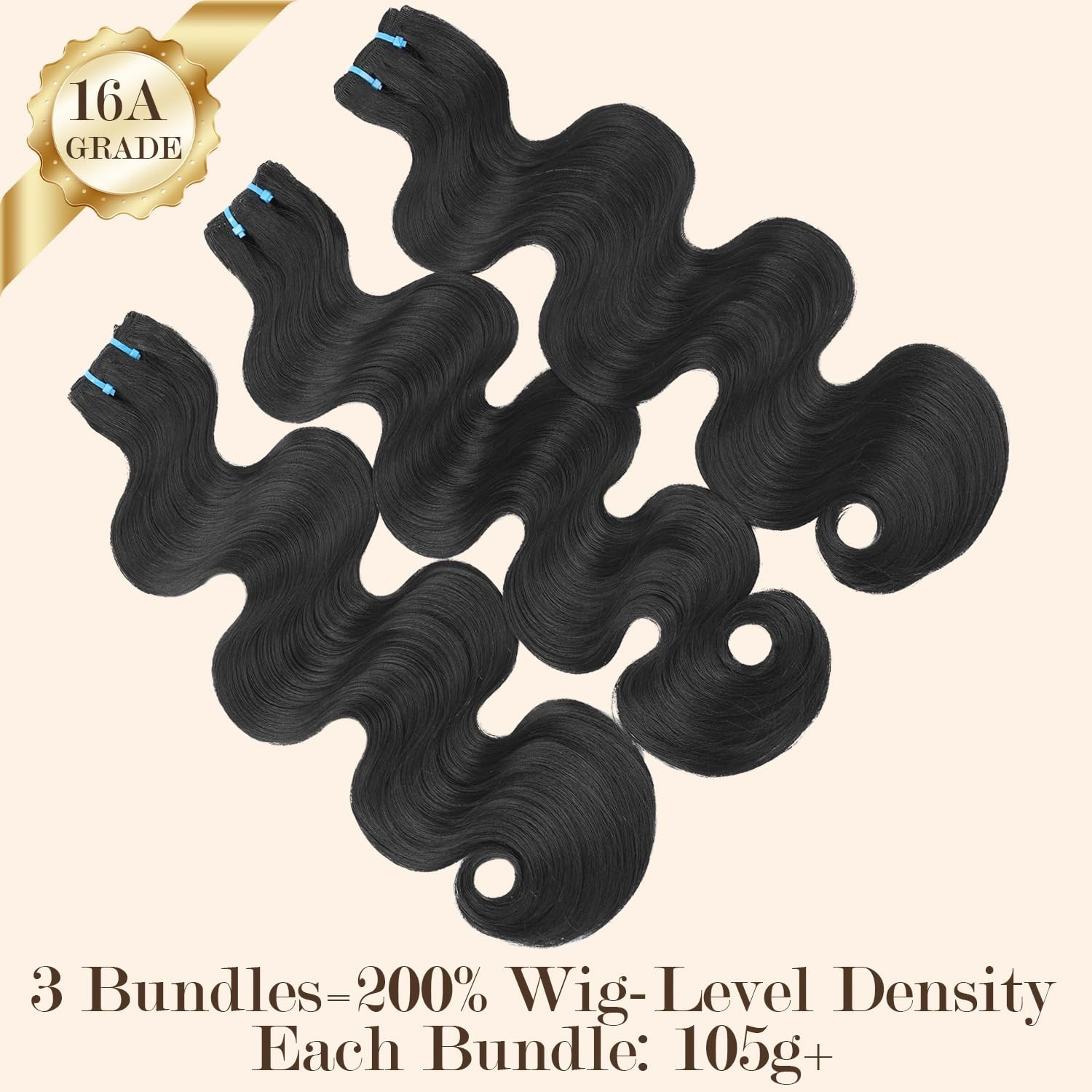16A Body Wave Human Hair Bundles 100% Raw 26-30 Inch, No Tangle, Thick Weave, Re