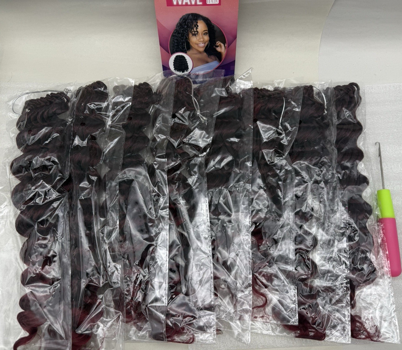 100% HandMade Deep Wave Crochet Hair Deep Curly Extensions 11″ Burgundy Red READ