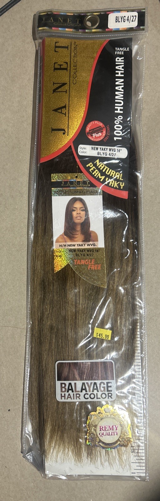 100% Human Hair. Janet Natural Perm. 14”inch. BLYG Color #4/27. 1pack For $40