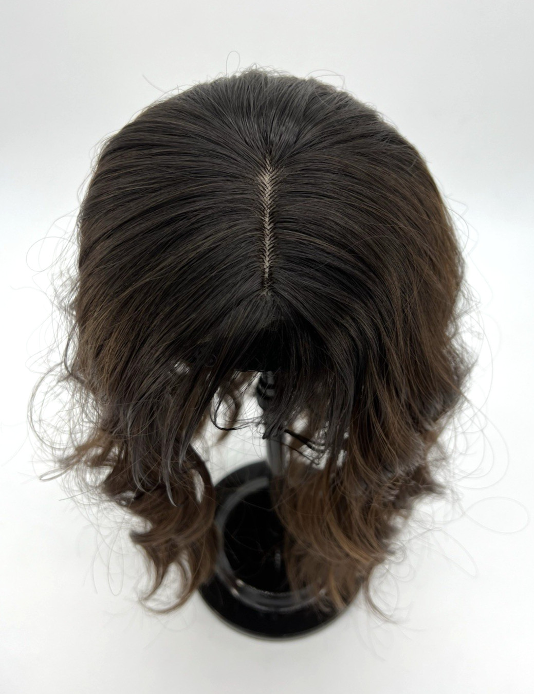Chocolate Brown Ombre Dark Root Wavy 16in Women Premium Hair Topper
