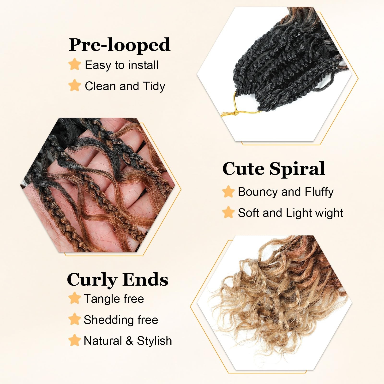 14 Inch Goddess Box Braids Crochet Hair Curly Ends 9 Packs Pre Loop… Fast Ship