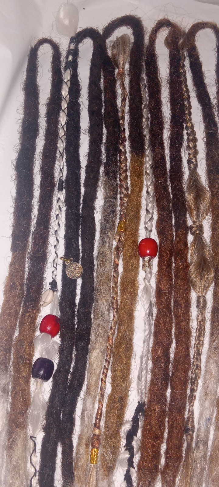 24″ Thick Dreadlock Extensions Hair Locs Ginger & White 0.8cm double-ended &SE