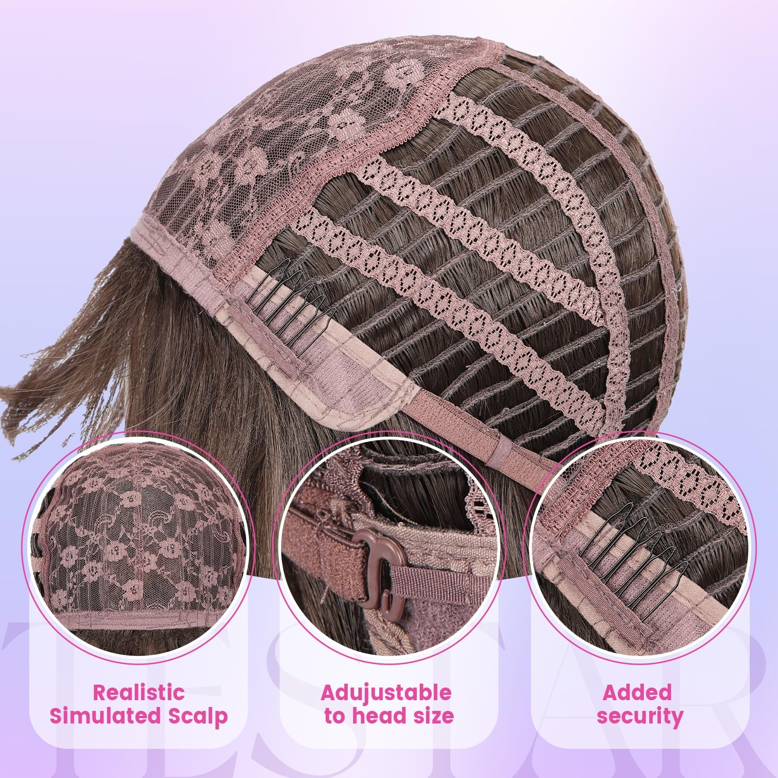Blonde Long Wavy Wig with Bangs for Women Natural Synthetic Layered Heat Resi…