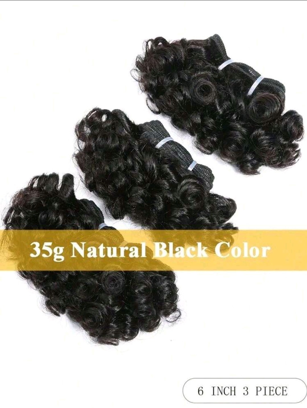 Brazilian Human Hair Bundles 3pcs Set Natural Color Bouncy Curly Weave 6 Inch