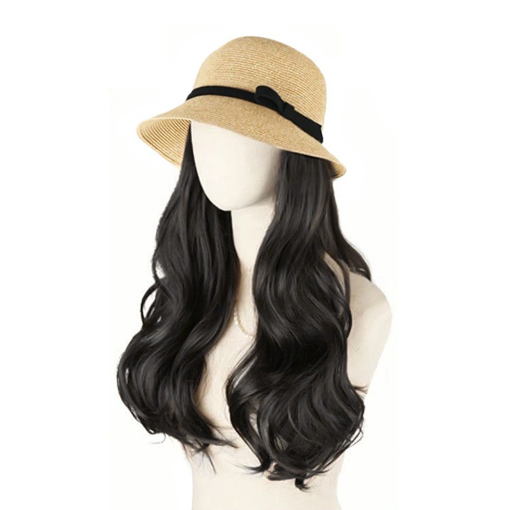 Womens Fisherman Hat for For WIG Long Curly Hair with High Temperature Fiber